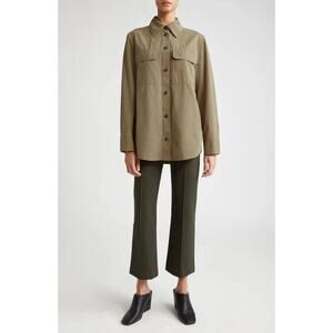 NWT Vince Washed Cotton Button Up Pockets Shirt Jacket, Color Artichoke, Size S